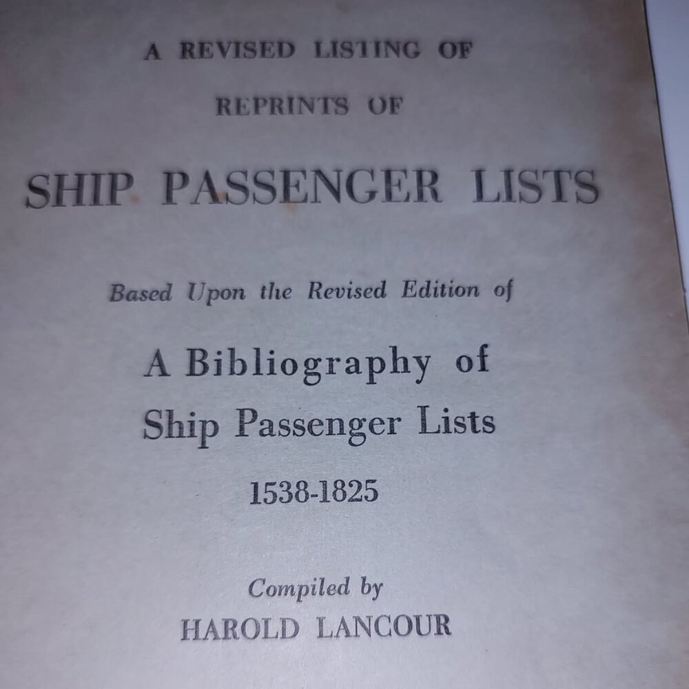 Vtg. 1963 Reprint 1538-1825 Ship Passenger Lists Booklet-Fair/AS IS